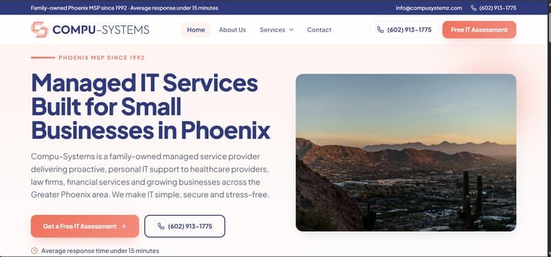 Compu-Systems managed IT services website, designed and built by Slightly Artistic