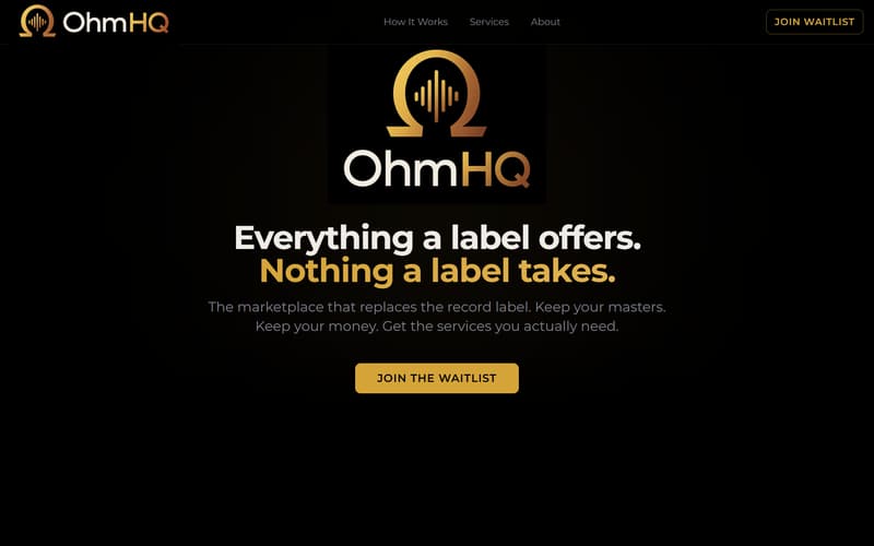 OhmHQ music services marketplace website designed and built by Slightly Artistic